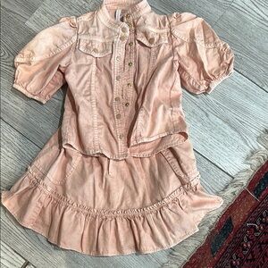 Zimmermann kids Peach Kids Set skirt and Top with Ruffles